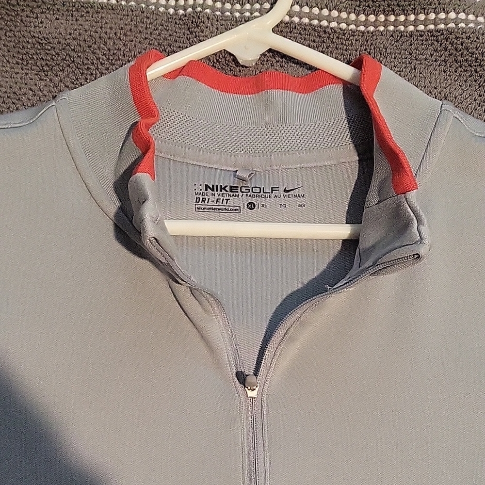 Nike Golf Gray and Red Dri-FIT Pullover